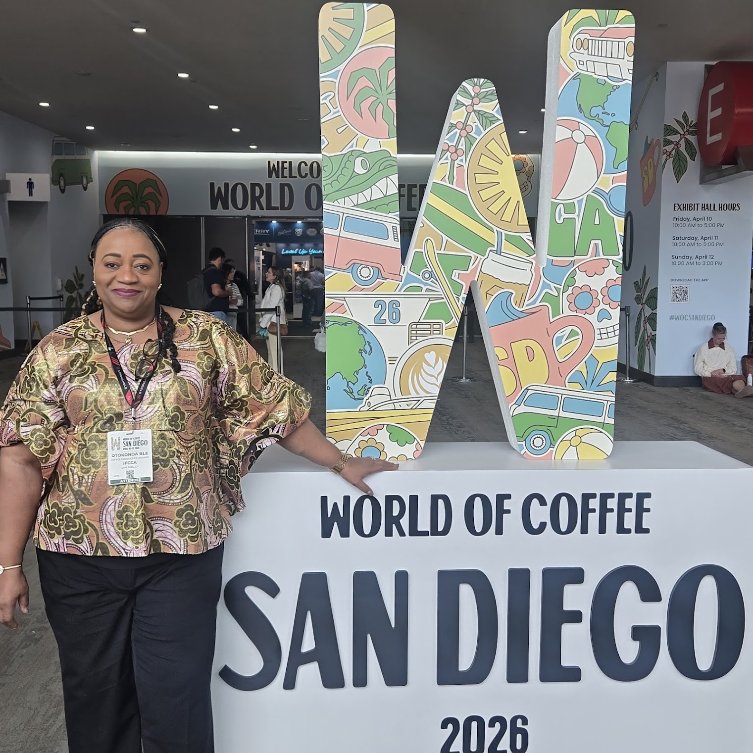 Attendee at the World of Coffee San Diego 2026 display